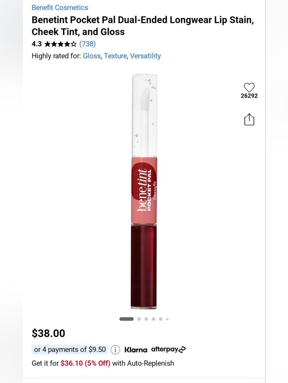 Benefit PocketPal Dual Lip & Cheek Tint — Dark cherry